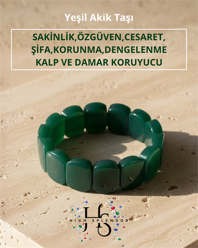 Yeşil Akik Doğaltaş Bileklik 