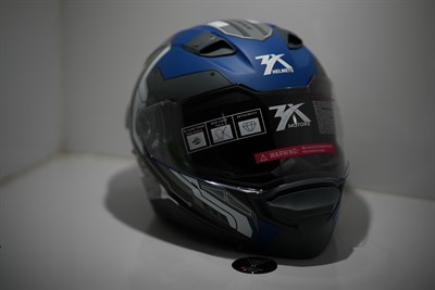 MAVİ GRİ DESENLİ FULL FACE KASK