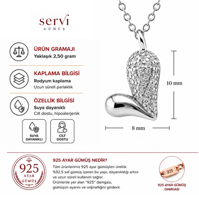 Servi 925 Ayar Gümüş Love Drop Kolye