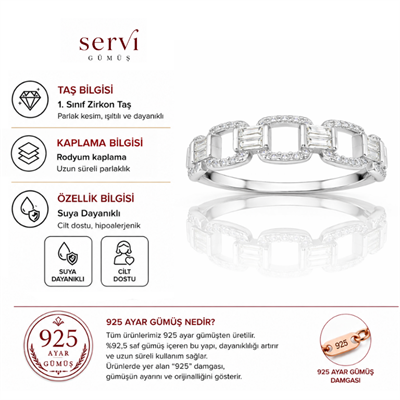Servi 925 Ayar Gümüş Baget Bond Yüzük