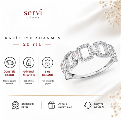 Servi 925 Ayar Gümüş Baget Bond Yüzük