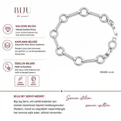 Biju by Servi Halka ve Çubuk Geometrik Zincir Bileklik