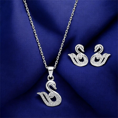 Servi 925 Ayar Gümüş Grace Kuğu Kolye ve Küpe Set