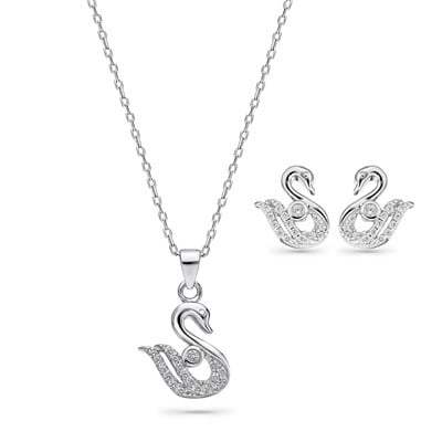 Servi 925 Ayar Gümüş Grace Kuğu Kolye ve Küpe Set