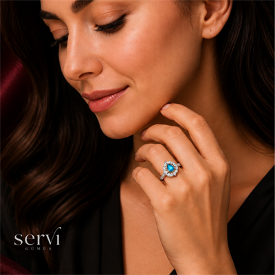Servi 925 Ayar Gümüş Ocean Drop Yüzük