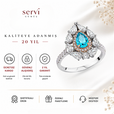 Servi 925 Ayar Gümüş Ocean Drop Yüzük
