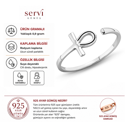 Servi 925 Ayar Gümüş Sacred Ankh Yüzük