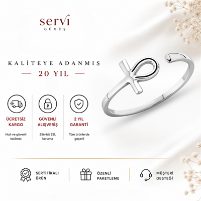 Servi 925 Ayar Gümüş Sacred Ankh Yüzük