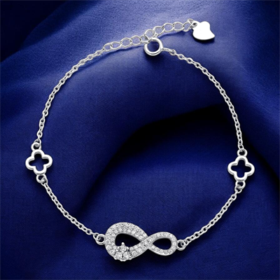 Servi 925 Ayar Gümüş Infinity Clover Bileklik