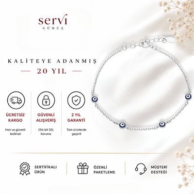 Servi 925 Ayar Blue Charm Bileklik