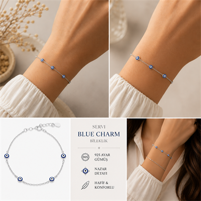 Servi 925 Ayar Blue Charm Bileklik