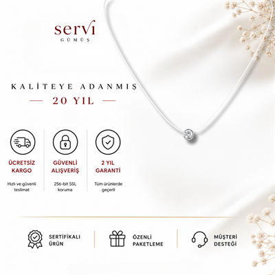 Servi 925 Ayar Gümüş 5 mm Zirkon Taşlı Hayalet Kolye