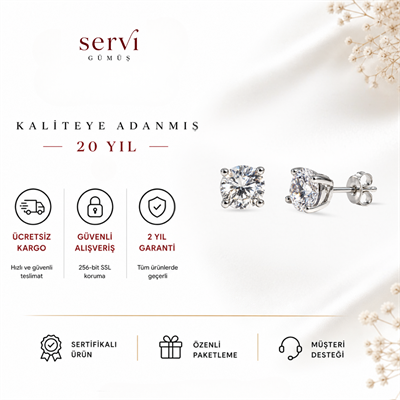 Servi 925 Ayar Gümüş Adele 5 mm Elmas Kesim Tektaş Küpe