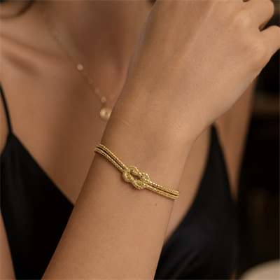 Servi 925 Ayar Gümüş Altın Renk İtalyan Love Knot Sevgi Düğümü Bileklik