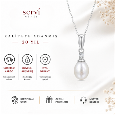 Servi 925 Ayar Gümüş Amelie İnci Damla Kolye