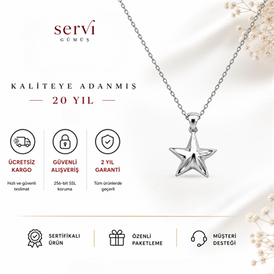 Servi 925 Ayar Gümüş Astra Yıldız Kolye