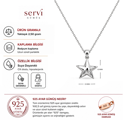Servi 925 Ayar Gümüş Astra Yıldız Kolye