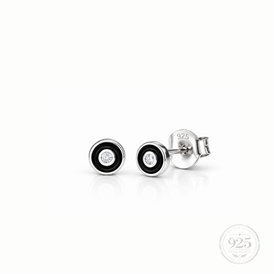 Servi 925 Ayar Gümüş Black Orbit Zirkon Taşlı Siyah Mineli Küpe