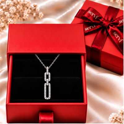 Servi 925 Ayar Gümüş Chain Glow Ataç Kolye