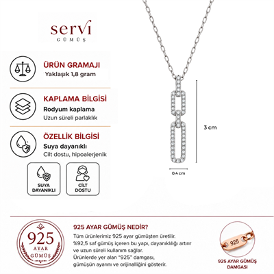 Servi 925 Ayar Gümüş Chain Glow Ataç Kolye