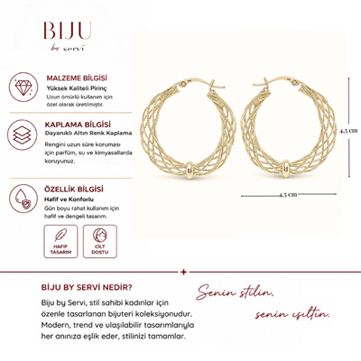 Biju by Servi Çok Sıralı Burgu Halka Küpe