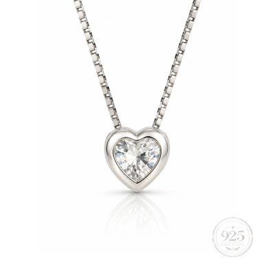 Servi 925 Ayar Gümüş Crystal Heart Tektaş Kalp Kolye