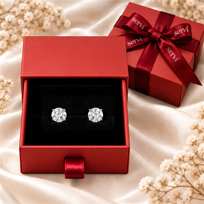 Servi 925 Ayar Gümüş Diamond Glow 6 mm Zirkon Taşlı Tektaş Küpe