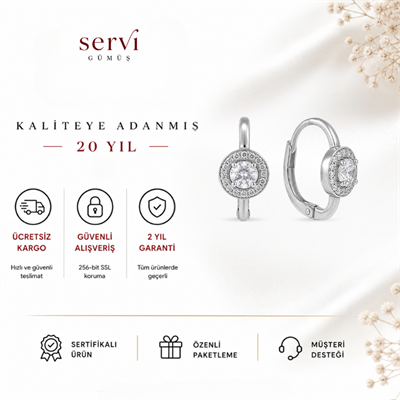 Servi 925 Ayar Gümüş Diana Taşlı Halka Küpe