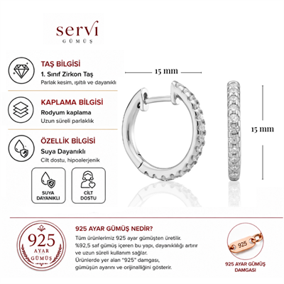 Servi 925 Ayar Gümüş Elise Küpe