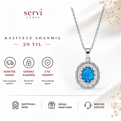 Servi 925 Ayar Gümüş Fiore Opal Kolye