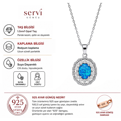 Servi 925 Ayar Gümüş Fiore Opal Kolye