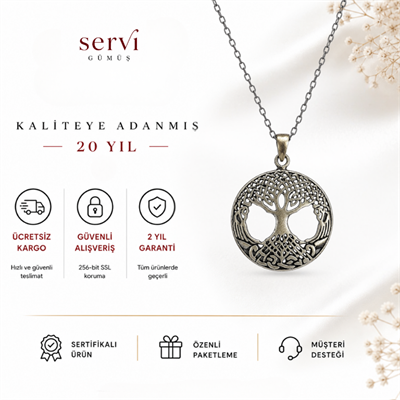 Servi 925 Ayar Gümüş Hayat Ağacı Kolye