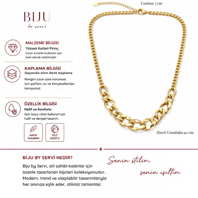 Biju by Servi İri Halkalı Gurmet Zincir Kolye