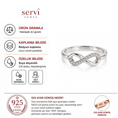 Servi 925 Ayar Gümüş Işıltılı Sonsuzluk Figürlü Yüzük