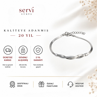 Servi 925 Ayar Gümüş İtalyan Sarmal Zincir Bileklik