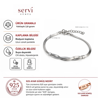 Servi 925 Ayar Gümüş İtalyan Sarmal Zincir Bileklik