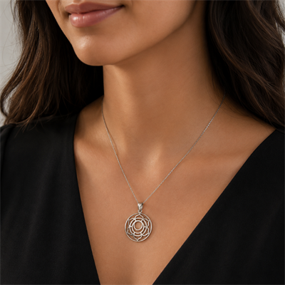 Servi 925 Ayar Gümüş Lotus Mandala Kolye