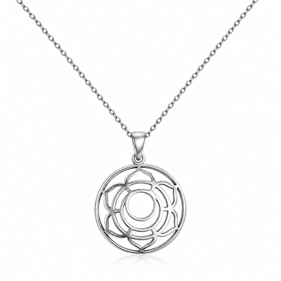 Servi 925 Ayar Gümüş Lotus Mandala Kolye