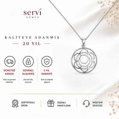 Servi 925 Ayar Gümüş Lotus Mandala Kolye