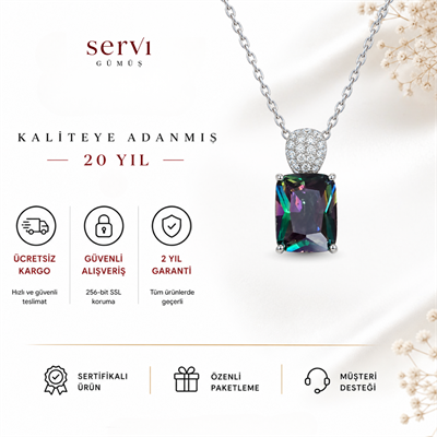 Servi 925 Ayar Gümüş Mystic Elegance Baget Taşlı Kolye