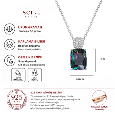 Servi 925 Ayar Gümüş Mystic Elegance Baget Taşlı Kolye