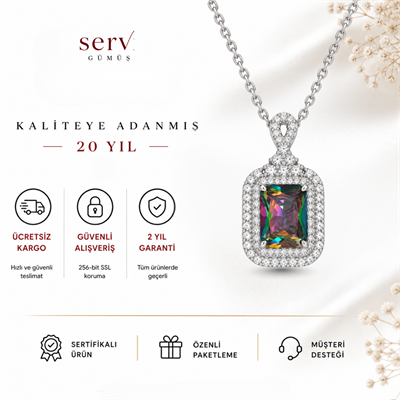 Servi 925 Ayar Gümüş Mystic Royal Baget Taşlı Kolye