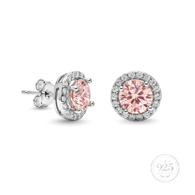 Servi 925 Ayar Gümüş Pink Dream Pembe Tektaş  Küpe 