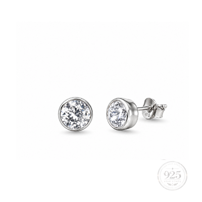 Servi 925 Ayar Gümüş Pure Light 4 mm Zirkon Taşlı Tektaş Küpe