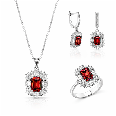Servi 925 Ayar Gümüş Radiant Baget Set