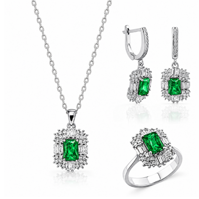 Servi 925 Ayar Gümüş Radiant Baget Set