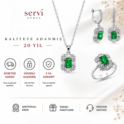 Servi 925 Ayar Gümüş Radiant Baget Set