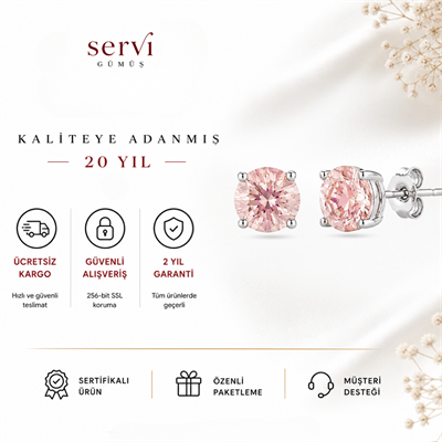 Servi 925 Ayar Gümüş Rosalie 5 mm Tektaş Küpe