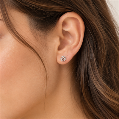 Servi 925 Ayar Gümüş Rose Glow 4 mm Pembe Zirkon Taşlı Tektaş  Küpe 