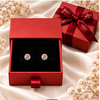 Servi 925 Ayar Gümüş Rose Glow 4 mm Pembe Zirkon Taşlı Tektaş  Küpe 